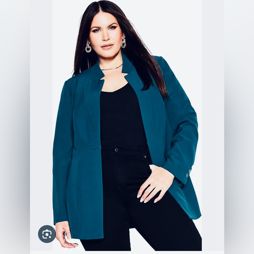 City Chic Hannah Jacket‎ Teal Blazer Size 16